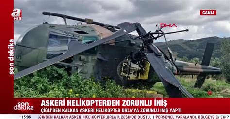 Son dakika İzmirde askeri helikopter zorunlu iniş yaptı